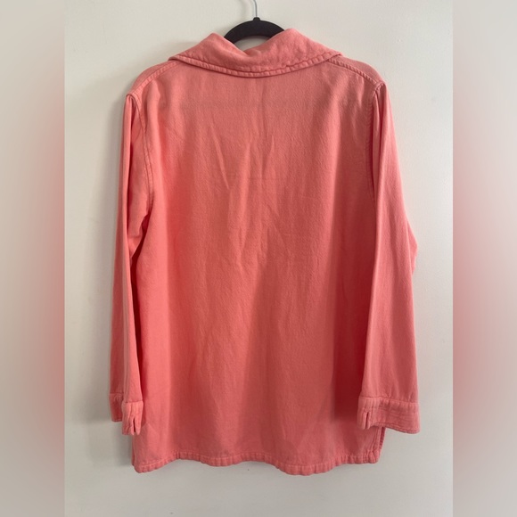 Soft Surroundings Women's Coral Cotton Collared Pullover Tunic w Pockets Size M - Picture 6 of 6